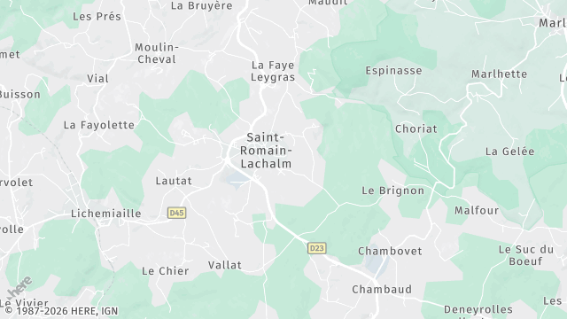 Carte de la zone d'intervention à Saint-Romain-Lachalm