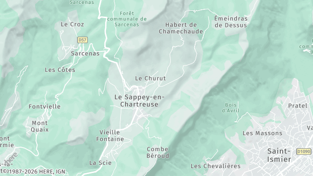 Carte de la zone d'intervention à Le Sappey-en-Chartreuse