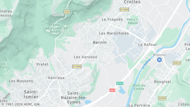 Carte de la zone d'intervention à Bernin