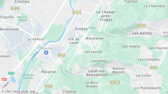 Carte de la zone d'intervention à Froges
