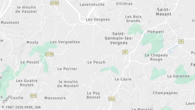 Carte de la zone d'intervention à Saint-Germain-les-Vergnes