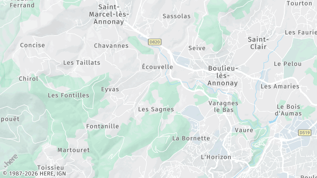 Carte de la zone d'intervention à Boulieu-lès-Annonay