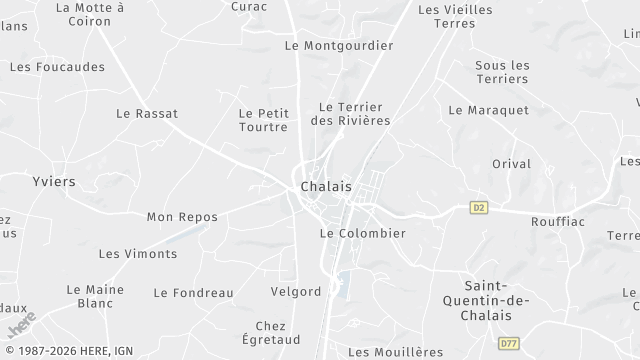 Carte de la zone d'intervention à Chalais