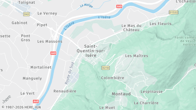 Carte de la zone d'intervention à Saint-Quentin-sur-Isère