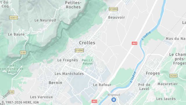 Carte de la zone d'intervention à Crolles