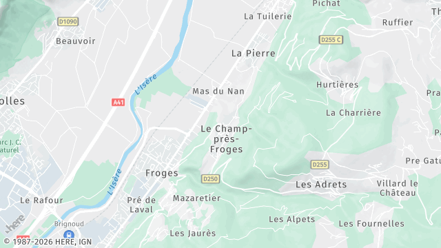 Carte de la zone d'intervention à Le Champ-près-Froges