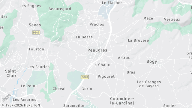 Carte de la zone d'intervention à Peaugres