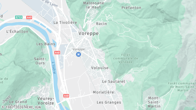Carte de la zone d'intervention à Voreppe