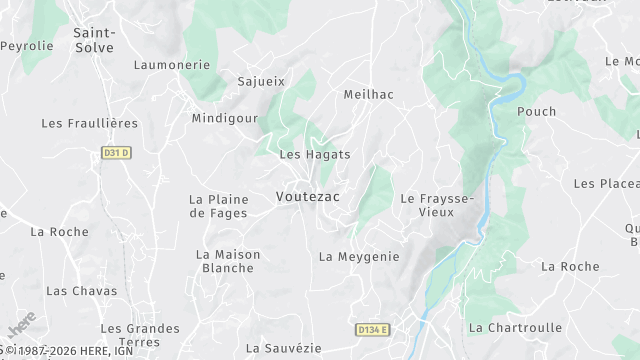 Carte de la zone d'intervention à Voutezac