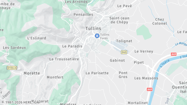 Carte de la zone d'intervention à Tullins