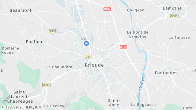 Carte de la zone d'intervention à Brioude