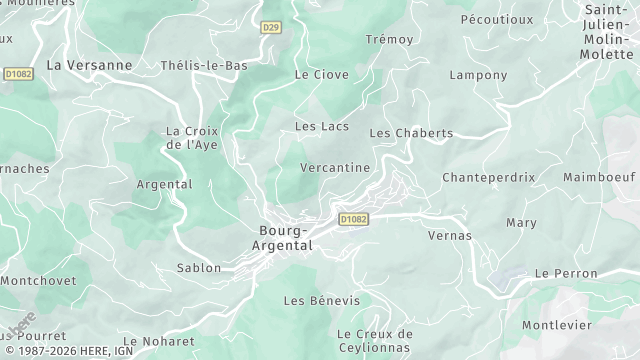 Carte de la zone d'intervention à Bourg-Argental