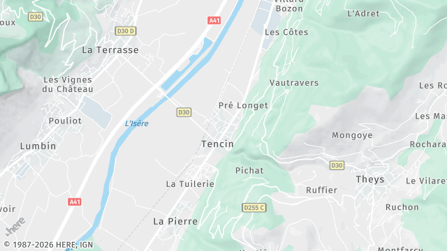 Carte de la zone d'intervention à Tencin