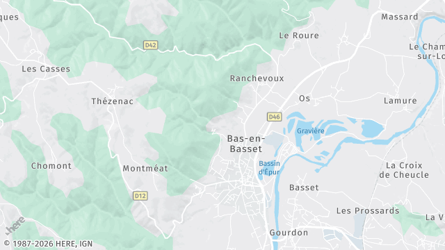 Carte de la zone d'intervention à Bas-en-Basset