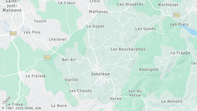 Carte de la zone d'intervention à Jonzieux