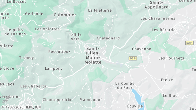 Carte de la zone d'intervention à Saint-Julien-Molin-Molette
