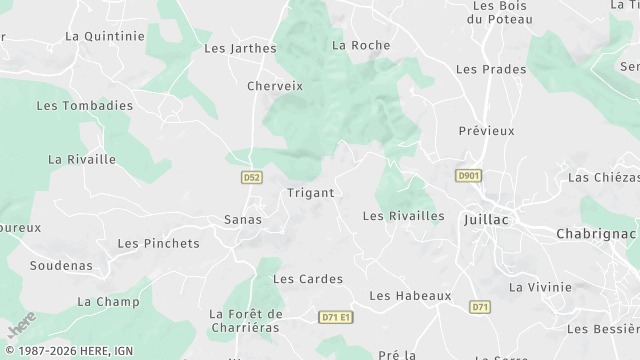 Carte de la zone d'intervention à Juillac