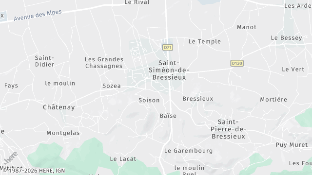 Carte de la zone d'intervention à Saint-Siméon-de-Bressieux
