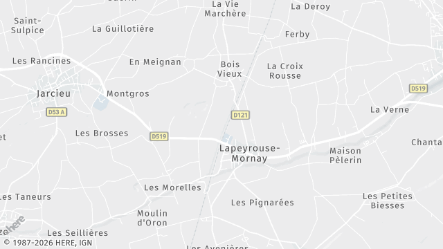 Carte de la zone d'intervention à Lapeyrouse-Mornay