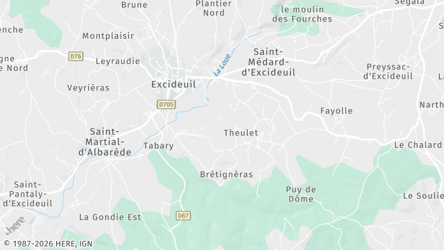 Carte de la zone d'intervention à Excideuil