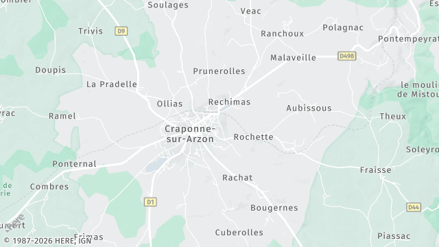 Carte de la zone d'intervention à Craponne-sur-Arzon