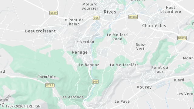 Carte de la zone d'intervention à Renage