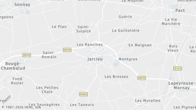 Carte de la zone d'intervention à Jarcieu