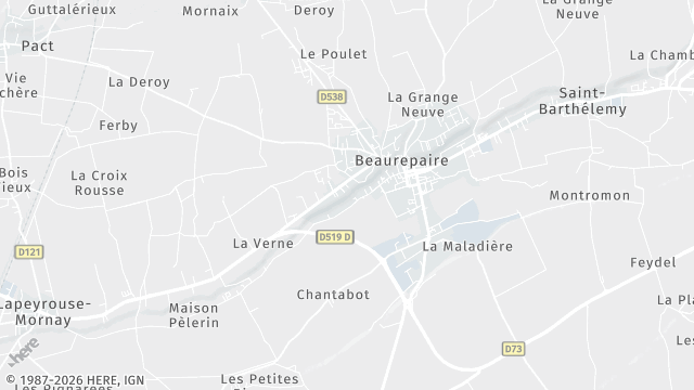 Carte de la zone d'intervention à Beaurepaire