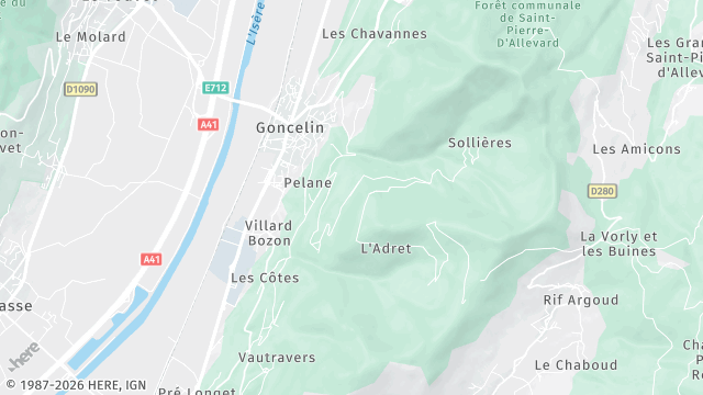 Carte de la zone d'intervention à Goncelin