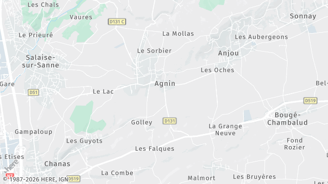 Carte de la zone d'intervention à Agnin