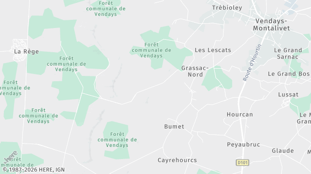Carte de la zone d'intervention à Vendays-Montalivet