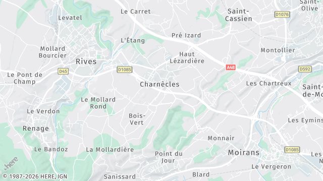 Carte de la zone d'intervention à Charnècles