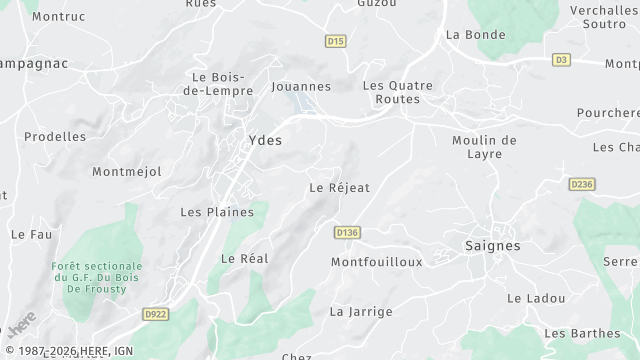 Carte de la zone d'intervention à Ydes