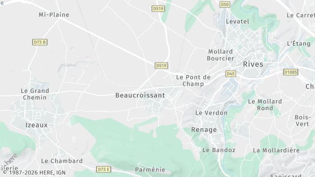 Carte de la zone d'intervention à Beaucroissant