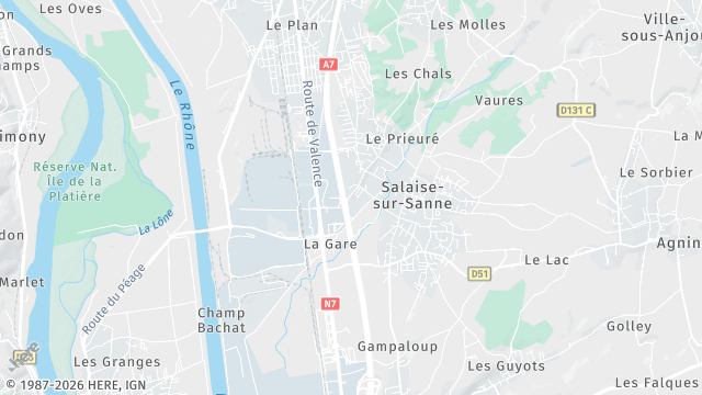 Carte de la zone d'intervention à Salaise-sur-Sanne