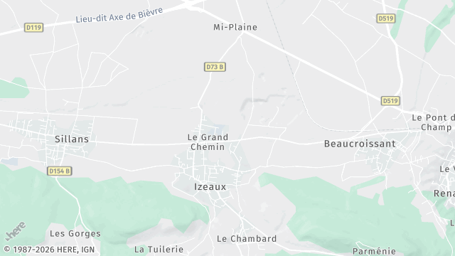 Carte de la zone d'intervention à Izeaux