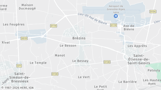 Carte de la zone d'intervention à Brézins