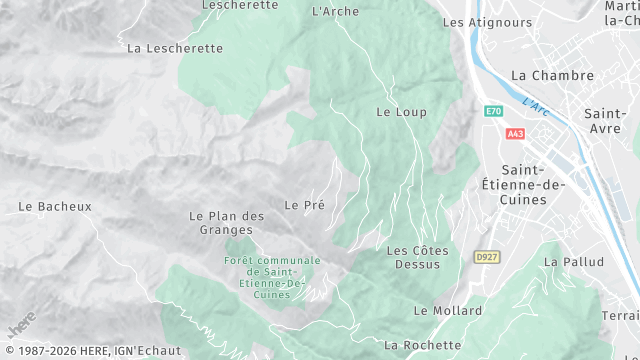 Carte de la zone d'intervention à Saint-Étienne-de-Cuines