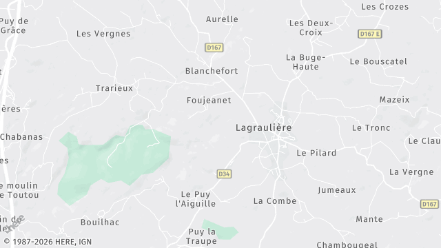 Carte de la zone d'intervention à Lagraulière