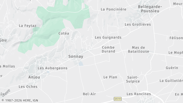 Carte de la zone d'intervention à Sonnay