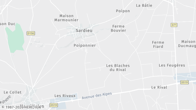 Carte de la zone d'intervention à Sardieu