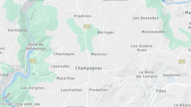 Carte de la zone d'intervention à Champagnac