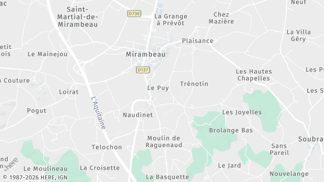 Carte de la zone d'intervention à Mirambeau