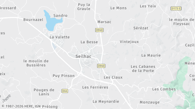 Carte de la zone d'intervention à Seilhac