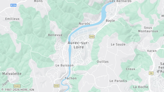 Carte de la zone d'intervention à Aurec-sur-Loire