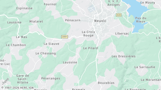 Carte de la zone d'intervention à Neuvic