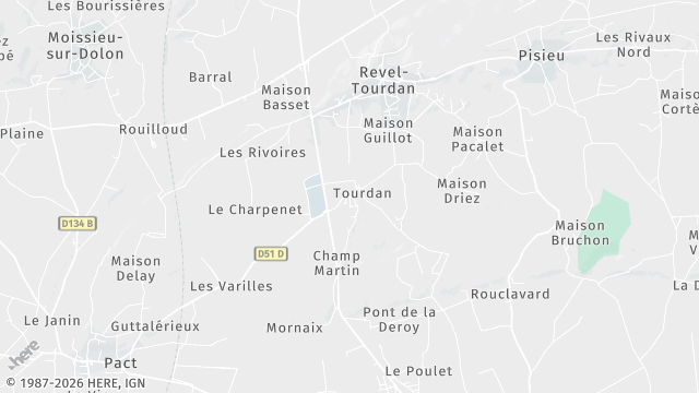 Carte de la zone d'intervention à Revel-Tourdan