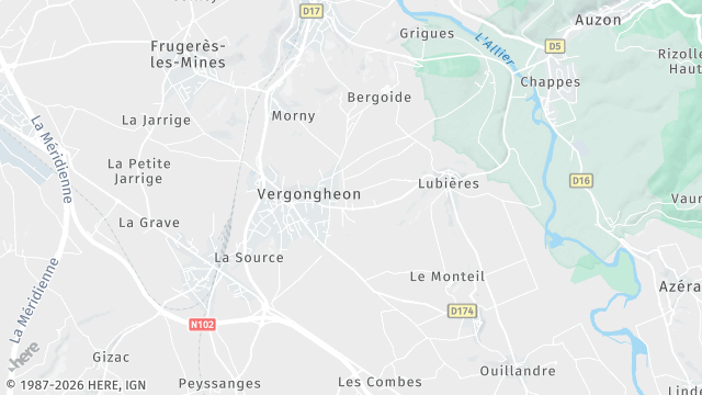 Carte de la zone d'intervention à Vergongheon