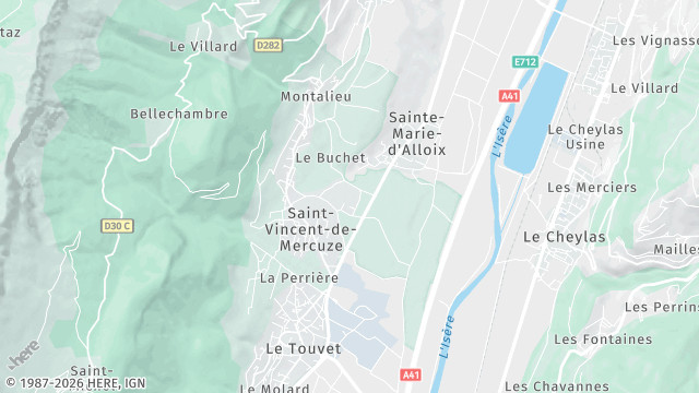 Carte de la zone d'intervention à Saint-Vincent-de-Mercuze