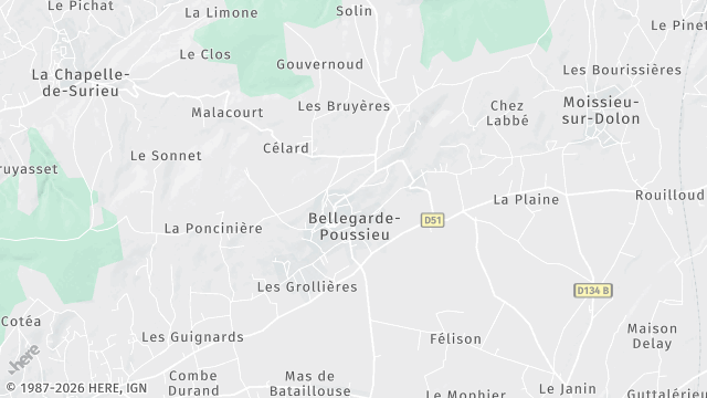 Carte de la zone d'intervention à Bellegarde-Poussieu